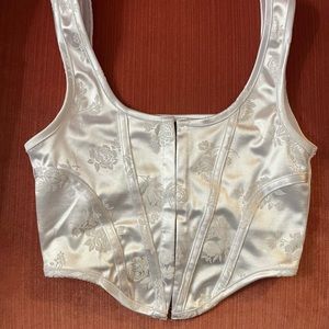 White satin brocade crop